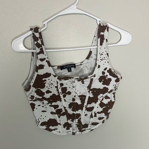 Mixed threads los angeles size small. Cow print crop top tank top.